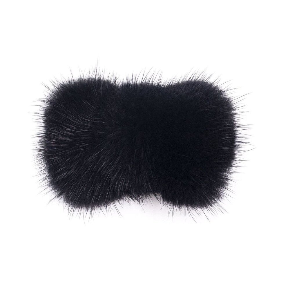 Mink Fur Hair Clip Bow Tie Unique All Hair Types Black Stylish Accessory